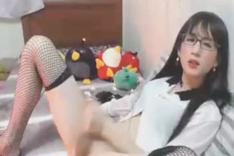 Skinny tranny Playing Her yummy oriental penis