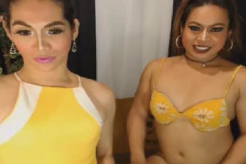 Exotic t-girl duo Play penis And butthole