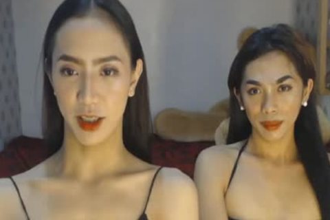 oriental Skinny trannies Double ramrod fellatio job