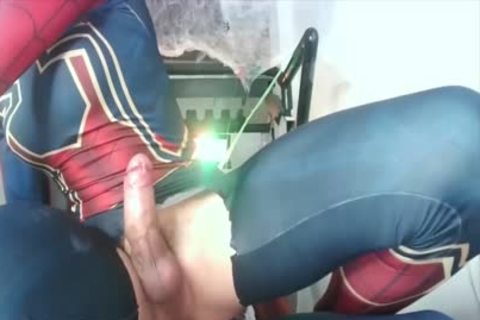 Chinese Spiderman tgirl get poked