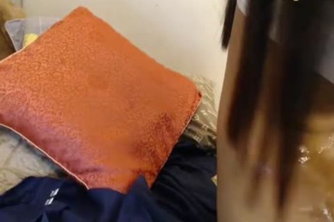 Solo skinny filipino ladyboy masturbating wearing uniform