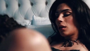 teen brunette hair acquires Her charming cunt pounded By TS Stepmommy
