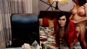 Two lewd shemale Playfully poke Each Other